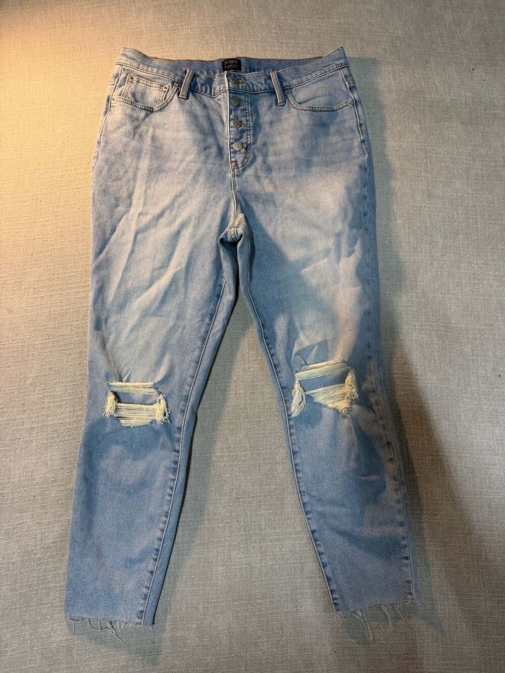 J.Crew 10" High-Rise Skinny Button-Fly Distressed Jeans Size 32